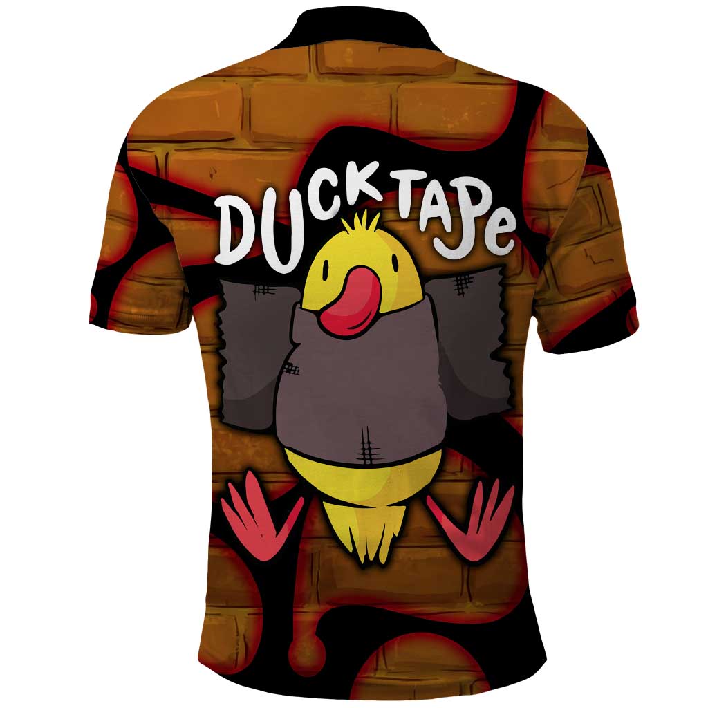Funny Duck Tape Pun Art Polo Shirt Quirky Cartoon Duck Humor