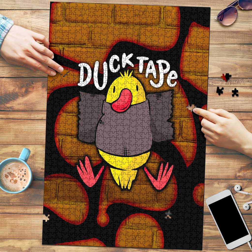 Funny Duck Tape Pun Art Puzzle Quirky Cartoon Duck Humor