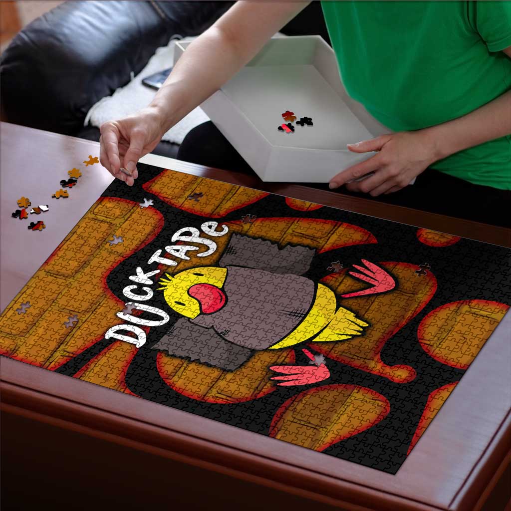 Funny Duck Tape Pun Art Puzzle Quirky Cartoon Duck Humor