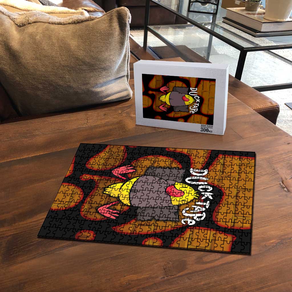 Funny Duck Tape Pun Art Puzzle Quirky Cartoon Duck Humor