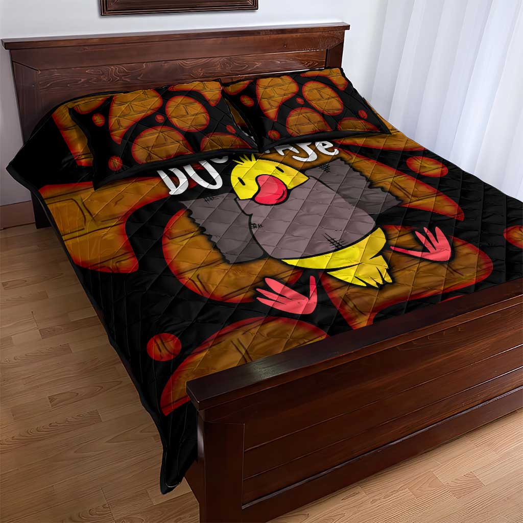 Funny Duck Tape Pun Art Quilt Bed Set Quirky Cartoon Duck Humor