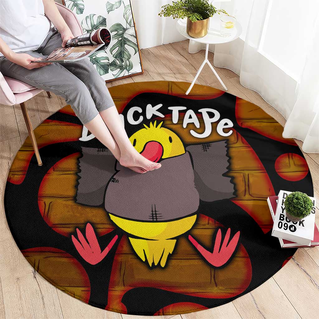 Funny Duck Tape Pun Art Round Carpet Quirky Cartoon Duck Humor
