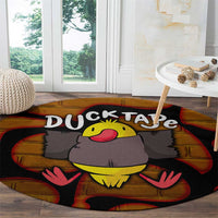 Funny Duck Tape Pun Art Round Carpet Quirky Cartoon Duck Humor