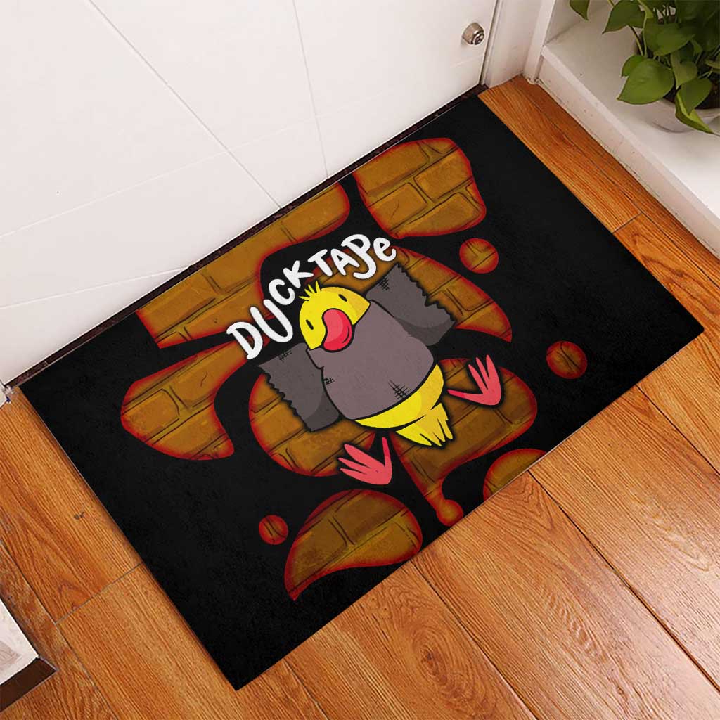 Funny Duck Tape Pun Art Rubber Doormat Quirky Cartoon Duck Humor