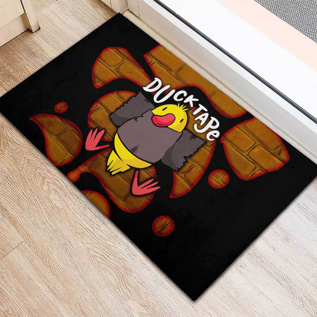Funny Duck Tape Pun Art Rubber Doormat Quirky Cartoon Duck Humor