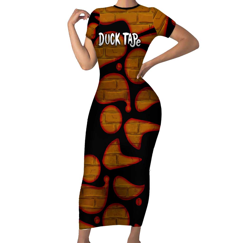 Funny Duck Tape Pun Art Short Sleeve Bodycon Dress Quirky Cartoon Duck Humor