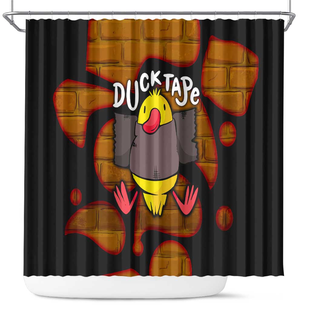 Funny Duck Tape Pun Art Shower Curtain Quirky Cartoon Duck Humor
