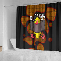 Funny Duck Tape Pun Art Shower Curtain Quirky Cartoon Duck Humor