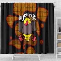 Funny Duck Tape Pun Art Shower Curtain Quirky Cartoon Duck Humor