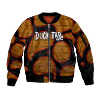 Funny Duck Tape Pun Art Sleeve Zip Bomber Jacket Quirky Cartoon Duck Humor