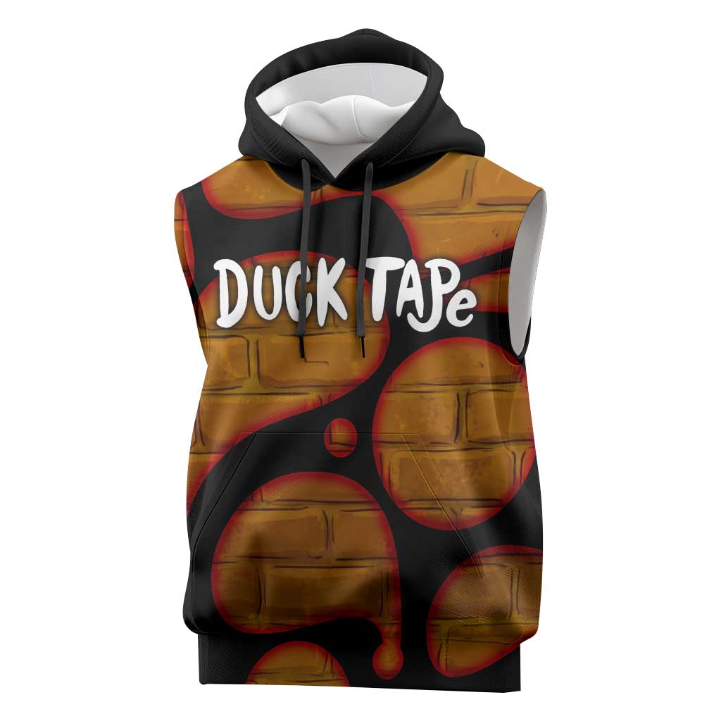 Funny Duck Tape Pun Art Sleeveless Hoodie Quirky Cartoon Duck Humor