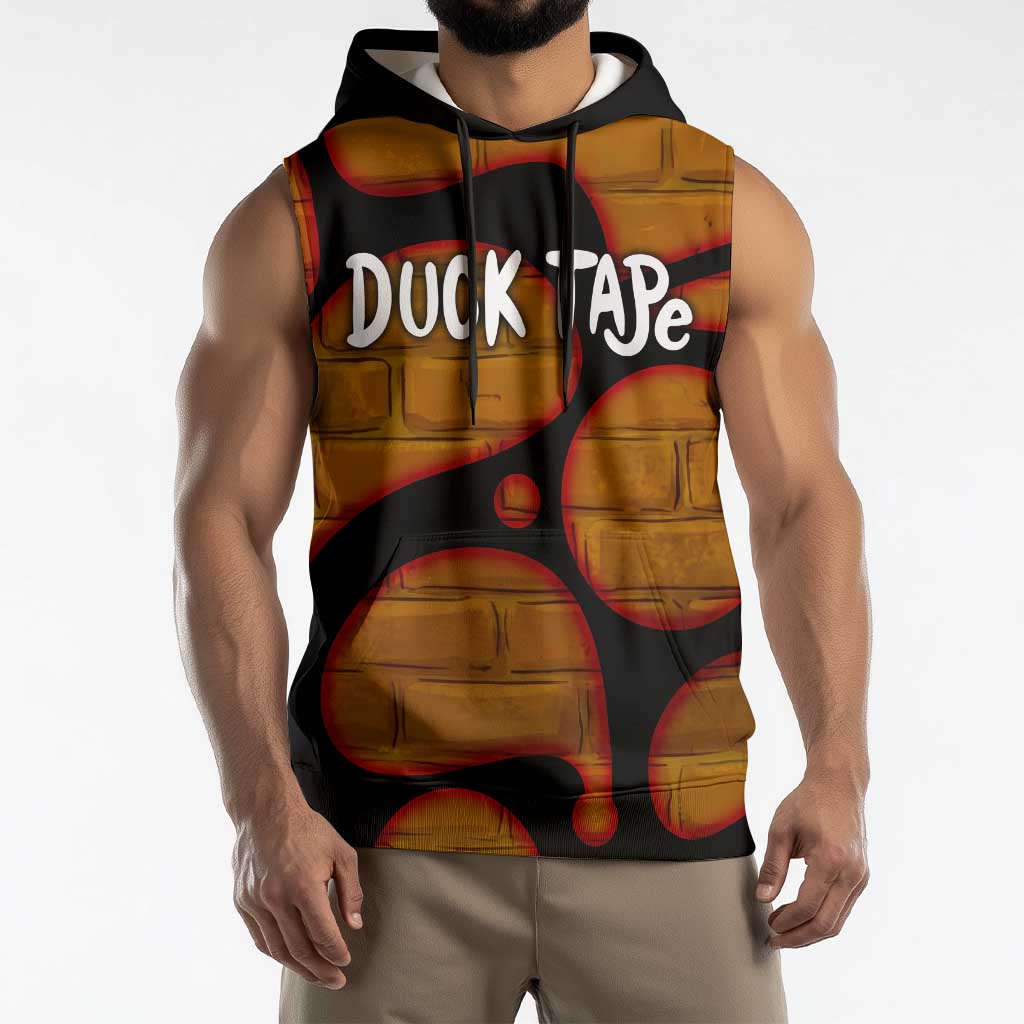 Funny Duck Tape Pun Art Sleeveless Hoodie Quirky Cartoon Duck Humor