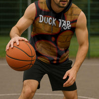 Funny Duck Tape Pun Art Sleeveless Hoodie Quirky Cartoon Duck Humor