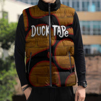 Funny Duck Tape Pun Art Sleeveless Puffer Jacket Quirky Cartoon Duck Humor