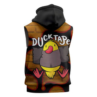 Funny Duck Tape Pun Art Sleeveless Zip Hoodie Quirky Cartoon Duck Humor