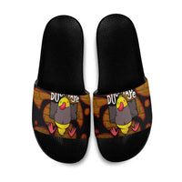 Funny Duck Tape Pun Art Slide Sandals Quirky Cartoon Duck Humor