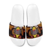 Funny Duck Tape Pun Art Slide Sandals Quirky Cartoon Duck Humor