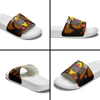Funny Duck Tape Pun Art Slide Sandals Quirky Cartoon Duck Humor