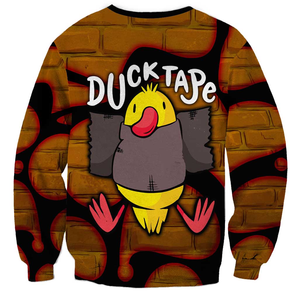 Funny Duck Tape Pun Art Sweatshirt Quirky Cartoon Duck Humor