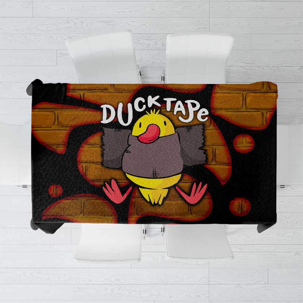 Funny Duck Tape Pun Art Tablecloth Quirky Cartoon Duck Humor