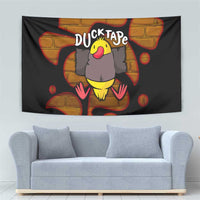 Funny Duck Tape Pun Art Tapestry Quirky Cartoon Duck Humor