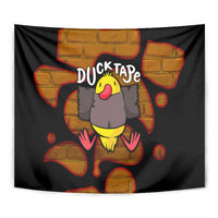 Funny Duck Tape Pun Art Tapestry Quirky Cartoon Duck Humor