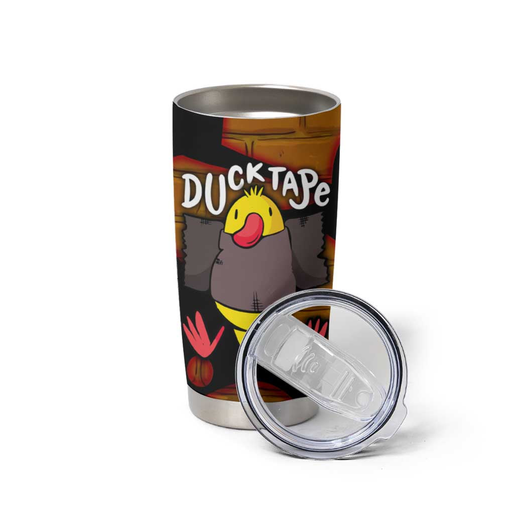 Funny Duck Tape Pun Art Tumbler Cup Quirky Cartoon Duck Humor