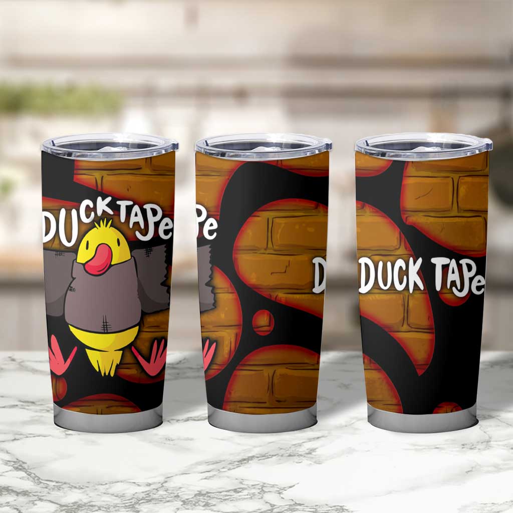 Funny Duck Tape Pun Art Tumbler Cup Quirky Cartoon Duck Humor