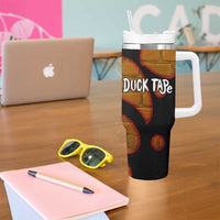 Funny Duck Tape Pun Art Tumbler With Handle Quirky Cartoon Duck Humor