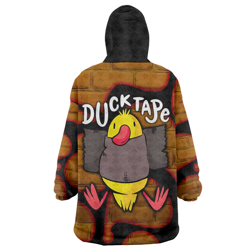 Funny Duck Tape Pun Art Wearable Blanket Hoodie Quirky Cartoon Duck Humor