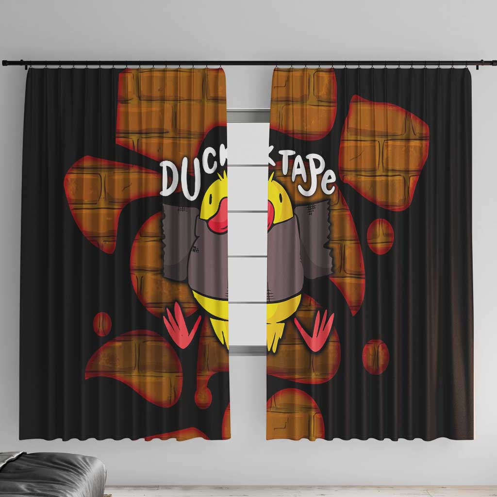 Funny Duck Tape Pun Art Window Curtain Quirky Cartoon Duck Humor