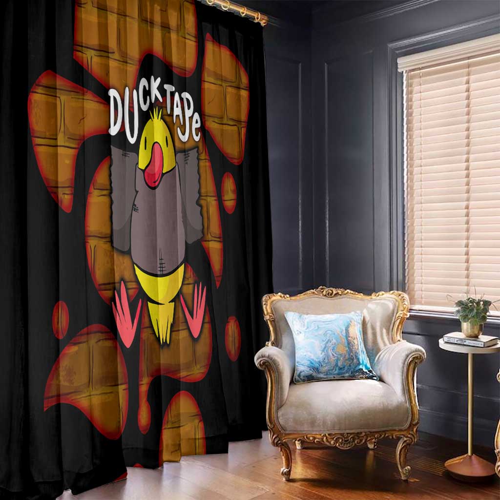 Funny Duck Tape Pun Art Window Curtain Quirky Cartoon Duck Humor