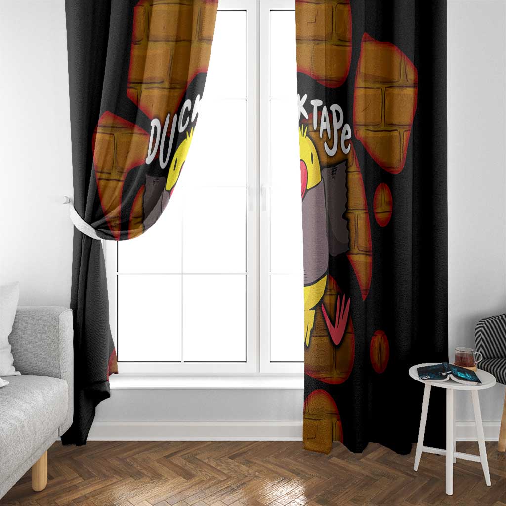 Funny Duck Tape Pun Art Window Curtain Quirky Cartoon Duck Humor