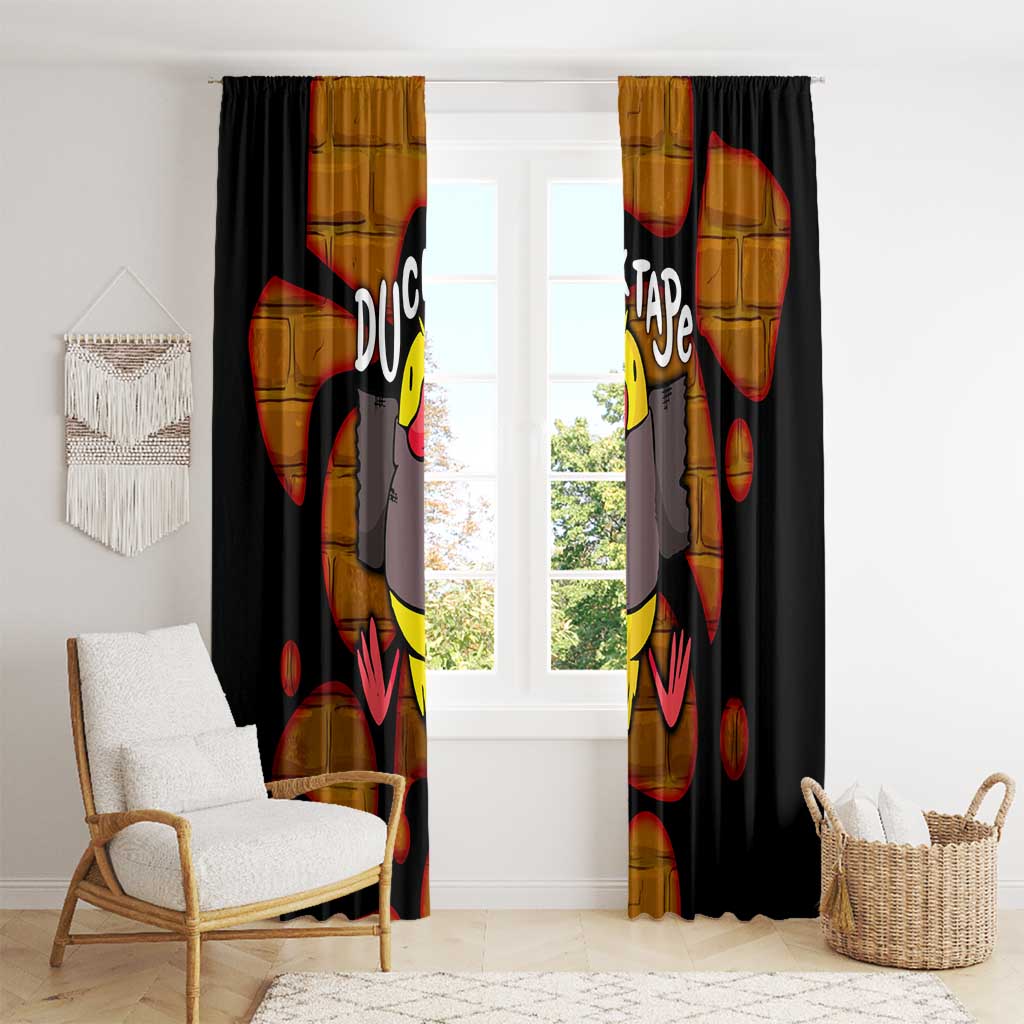 Funny Duck Tape Pun Art Window Curtain Quirky Cartoon Duck Humor