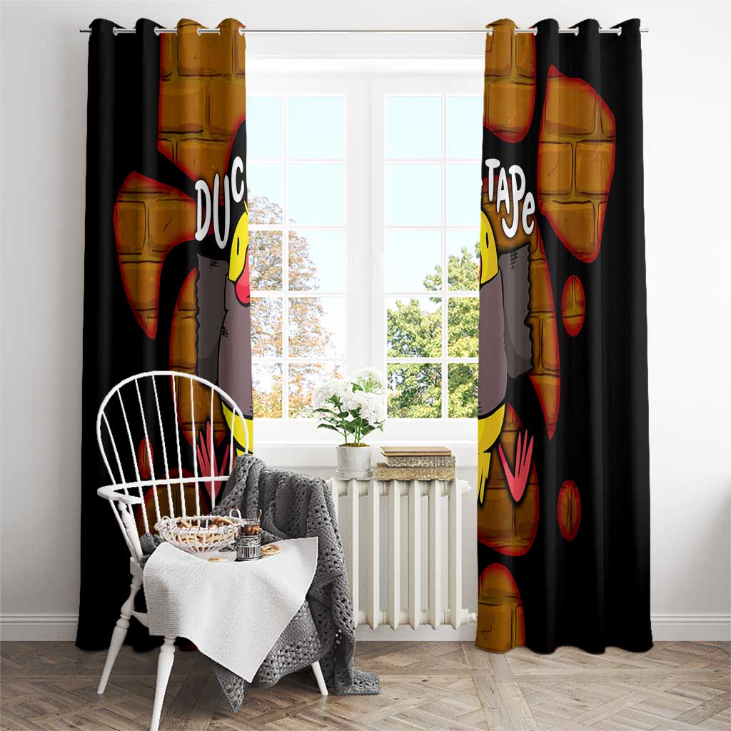 Funny Duck Tape Pun Art Window Curtain Quirky Cartoon Duck Humor