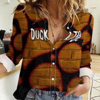 Funny Duck Tape Pun Art Women Casual Shirt Quirky Cartoon Duck Humor