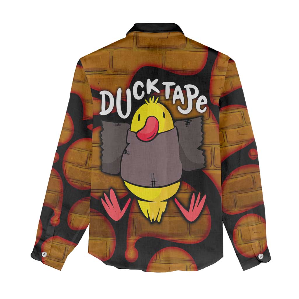 Funny Duck Tape Pun Art Women Casual Shirt Quirky Cartoon Duck Humor