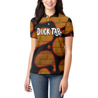 Funny Duck Tape Pun Art Women Polo Shirt Quirky Cartoon Duck Humor