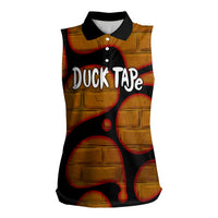 Funny Duck Tape Pun Art Women Sleeveless Polo Shirt Quirky Cartoon Duck Humor