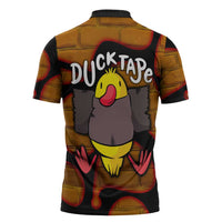 Funny Duck Tape Pun Art Zipper Polo Shirt Quirky Cartoon Duck Humor