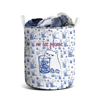 No Ice Please Cat Laundry Basket Grumpy Cat with Drink Humor