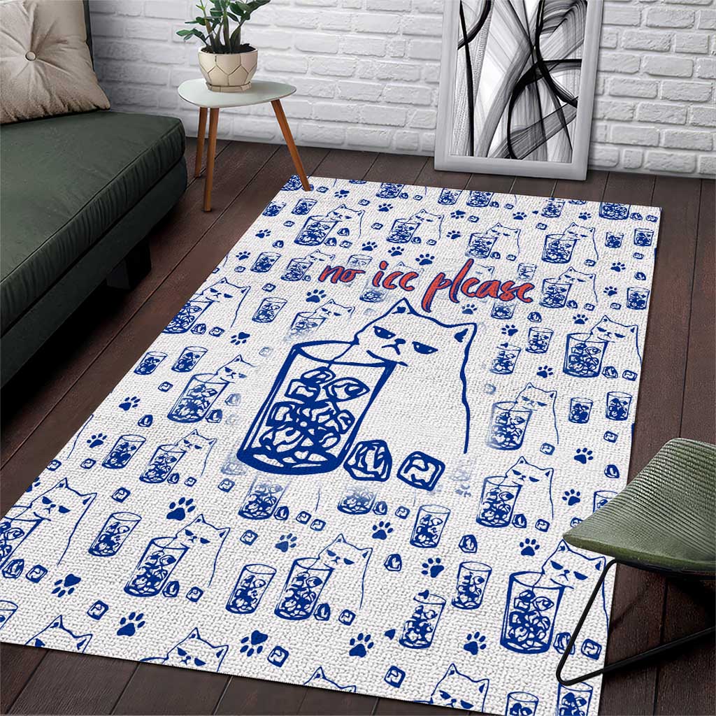 No Ice Please Cat Area Rug Grumpy Cat with Drink Humor