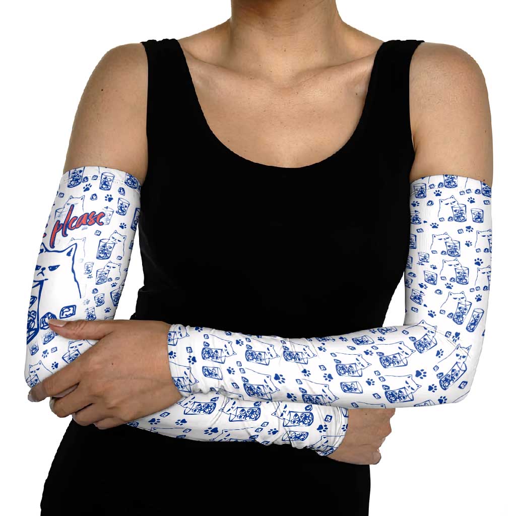 No Ice Please Cat Arm Sleeves Grumpy Cat with Drink Humor