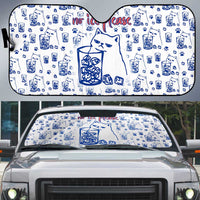 No Ice Please Cat Auto Sun Shade Grumpy Cat with Drink Humor