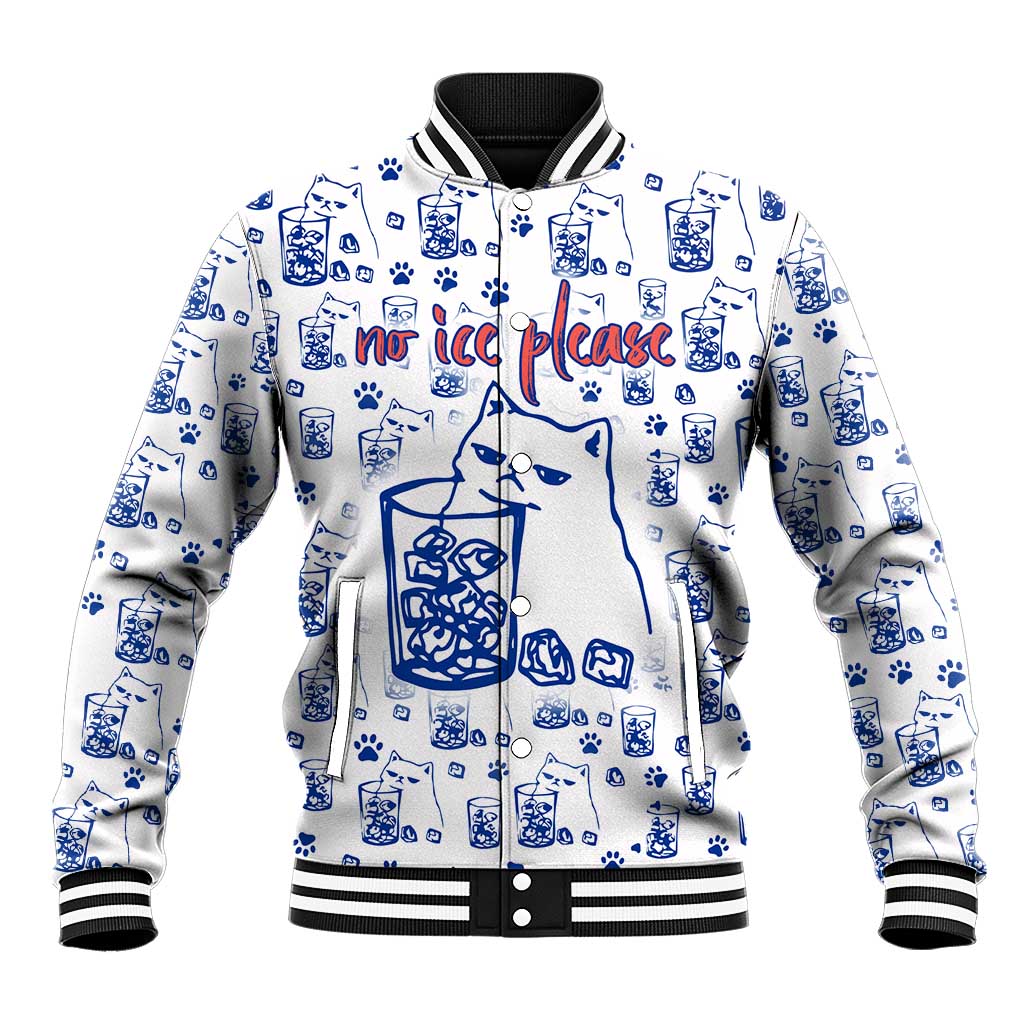 No Ice Please Cat Baseball Jacket Grumpy Cat with Drink Humor