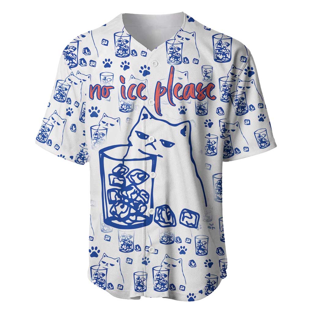 No Ice Please Cat Baseball Jersey Grumpy Cat with Drink Humor