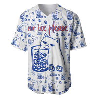 No Ice Please Cat Baseball Jersey Grumpy Cat with Drink Humor