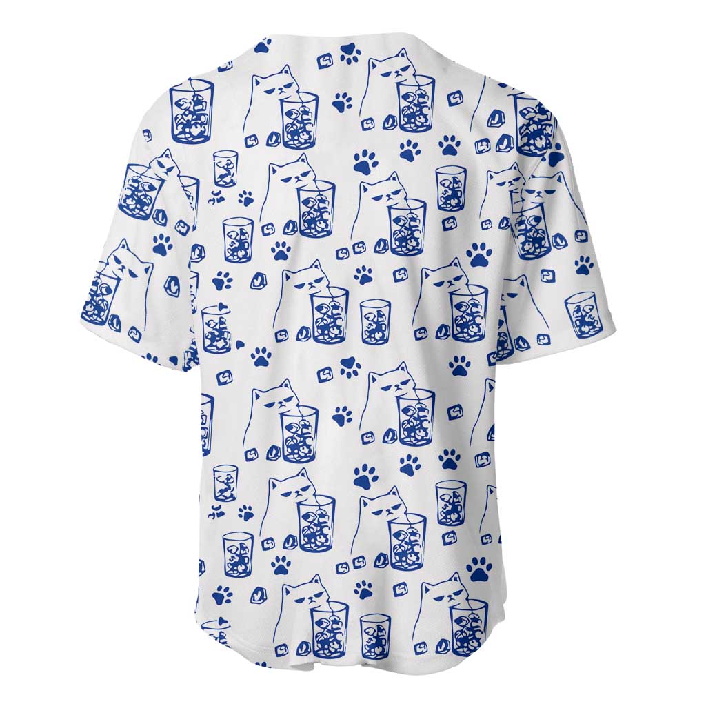 No Ice Please Cat Baseball Jersey Grumpy Cat with Drink Humor