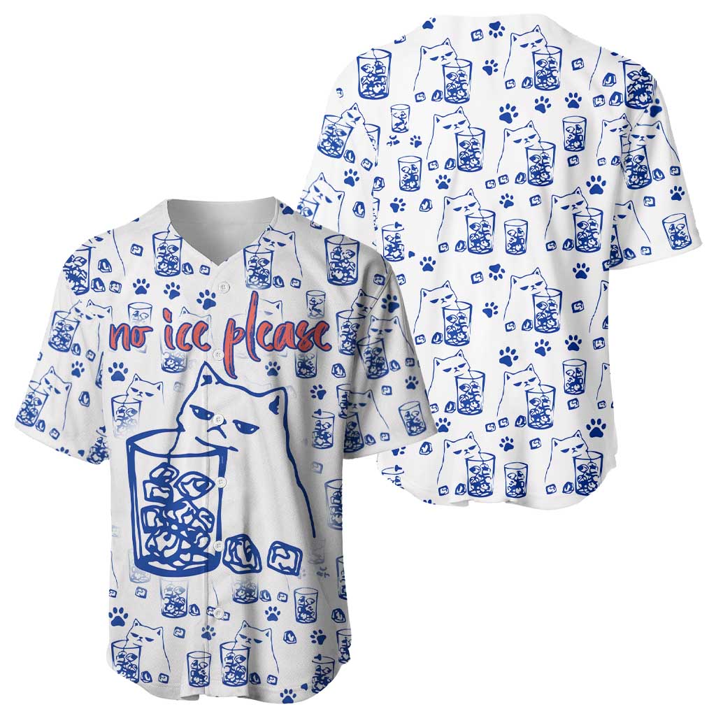 No Ice Please Cat Baseball Jersey Grumpy Cat with Drink Humor