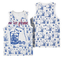 No Ice Please Cat Basketball Jersey Grumpy Cat with Drink Humor